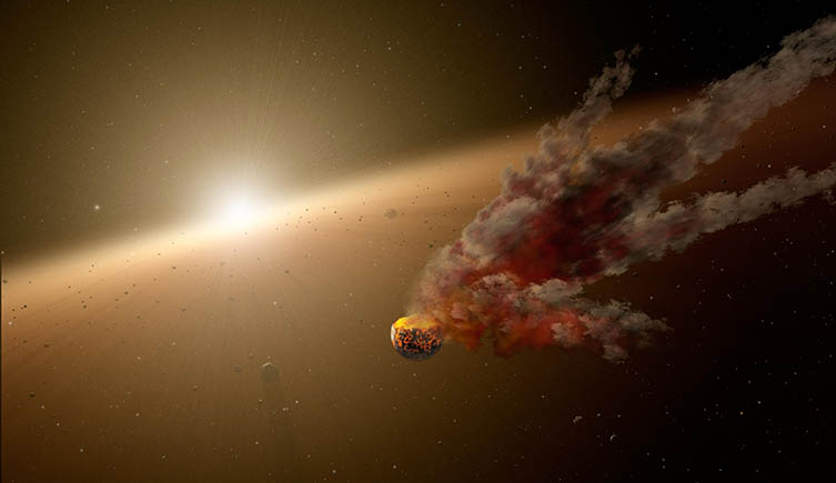 A smash up between two asteroids in the early solar system