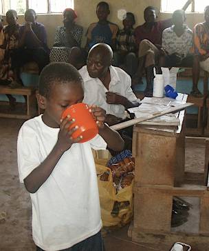 school children in East Africa being treated with Praziquantel the only drug effective against all schistosome blood flukes.jpg