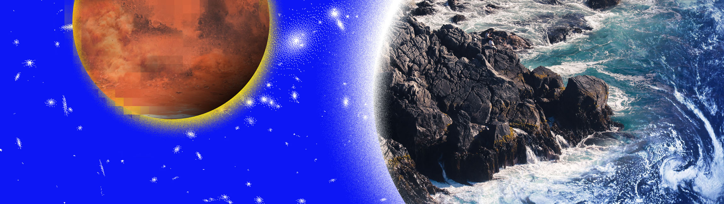 Art of planets on a blue background simulating space