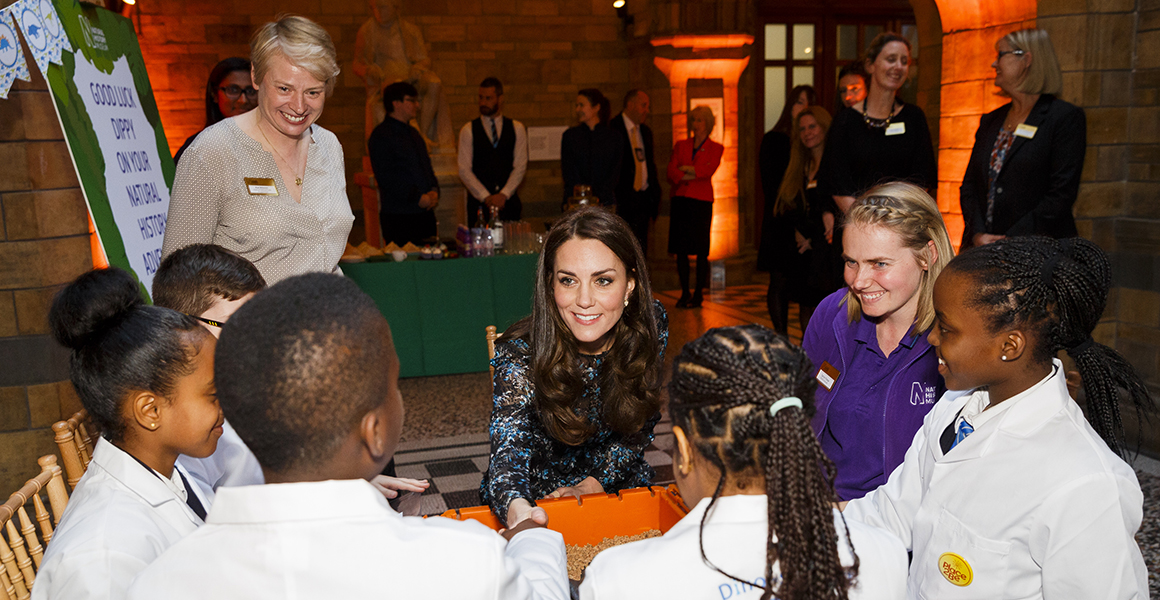 HRH The Princess of Wales at a tea party to say goodbye to Dippy the Diplodocus