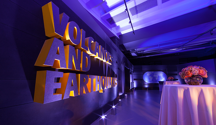 A photo of the gallery set up for an evening event.