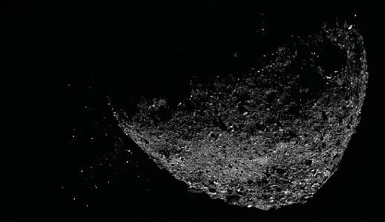 A picture of Bennu in space. 