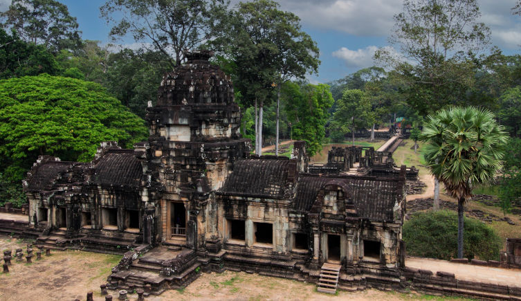 The ruins of Angkor Thom in the rainforest of Cambodia