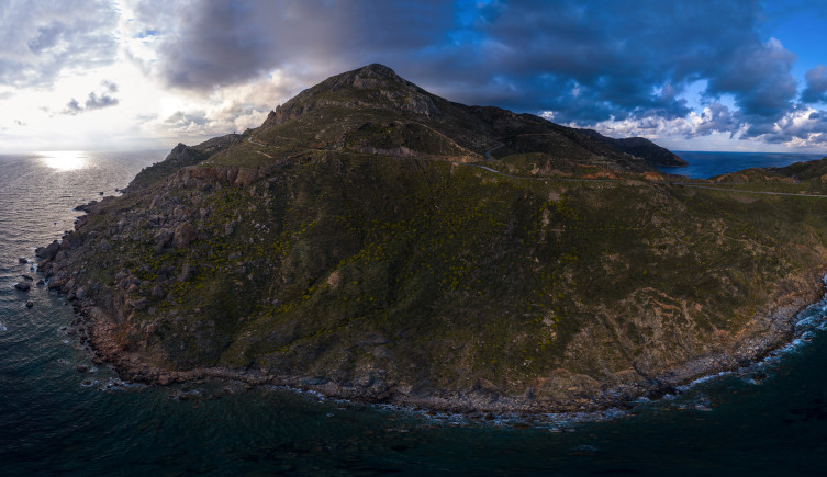 An aerial view of Cape Matapan in Greece's Mani region.