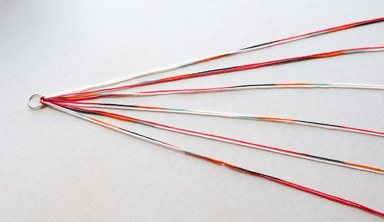 The twelve pieces of wool separated out into six pairs