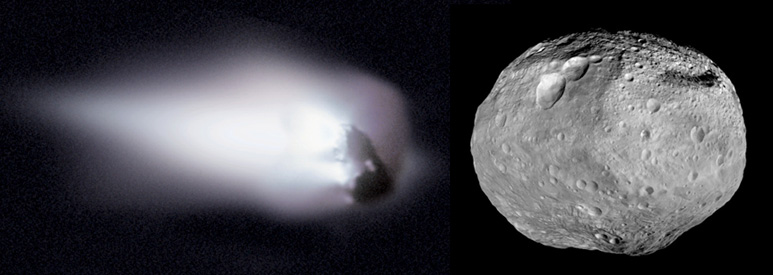The 4Vesta asteroid and 1P/Halley comet