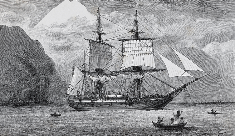 HMS beagle in the Straits of Magellan