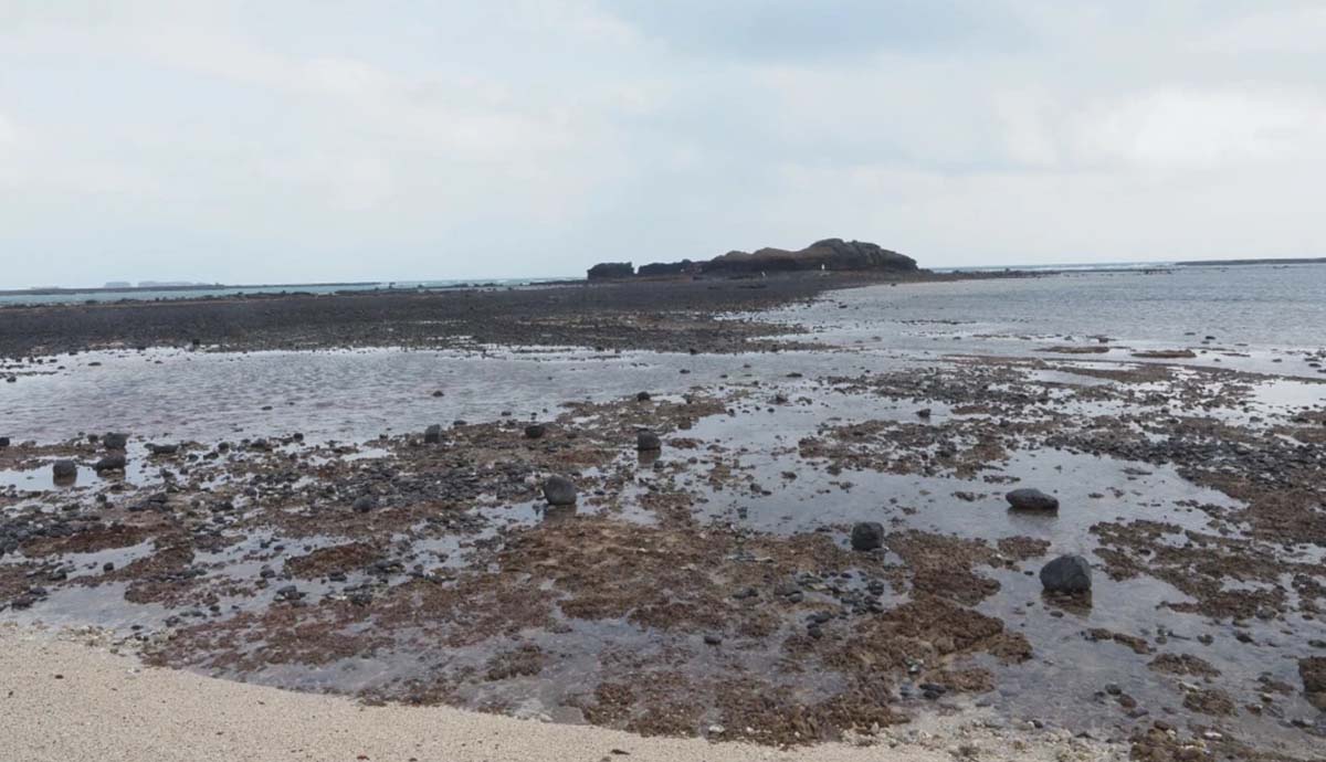 A photo of the rocky shoreline of the Penghu Channel.