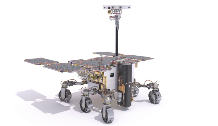A digital illustration of the Rosalind Franklin rover