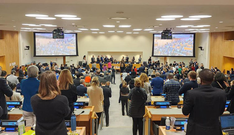 Delegates at the conference give standing ovation as the high seas treaty is agreed