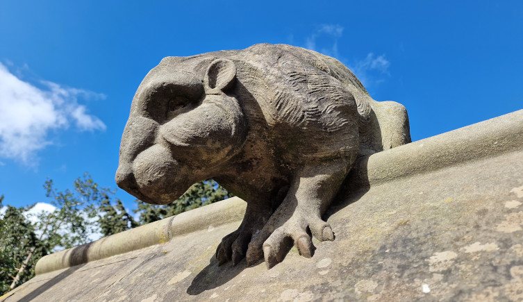 A carved stone beaver.