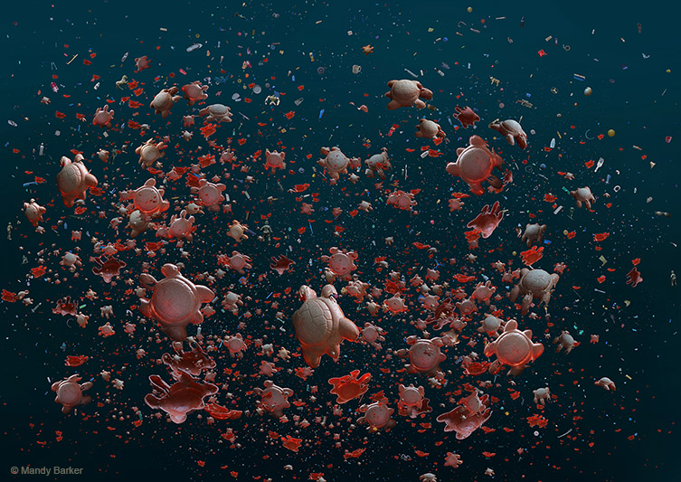 A swirl of pink plastic turtles.