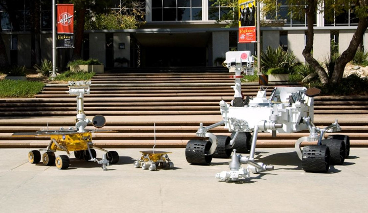 Models of the Spirit Rover, the Sojourner rover and the Perseverance rover
