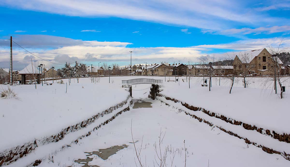 A blanket of snow covers the parks and houses of Ifrane.