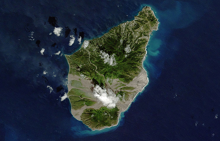 A satellite image of Montserrat