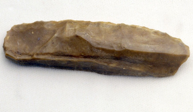 An oblong shaped stone flake tool