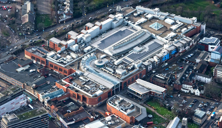 An aerial photo of the Chantry Place shopping centre