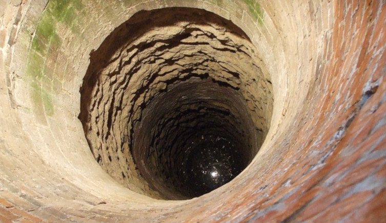 A view down Colchester castle's medieval well