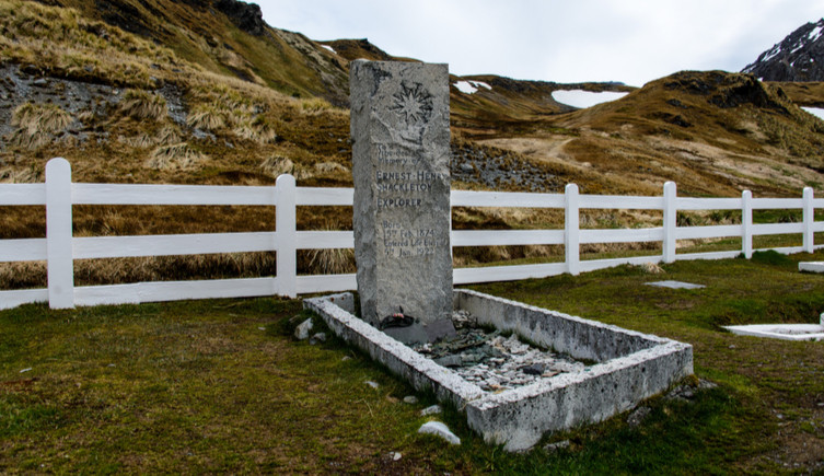 The grave of Sir Ernest Shackleton on South Georgia