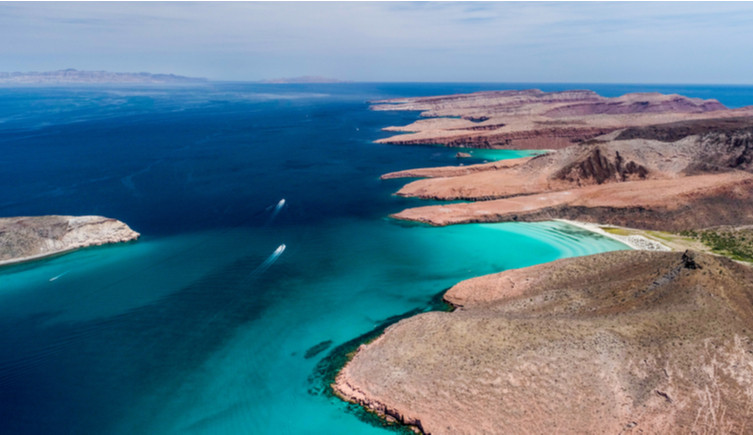 An aerial view of the Gulf of California