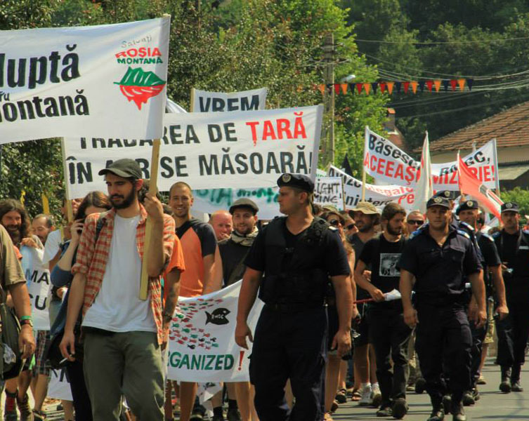 People protesting with signs
