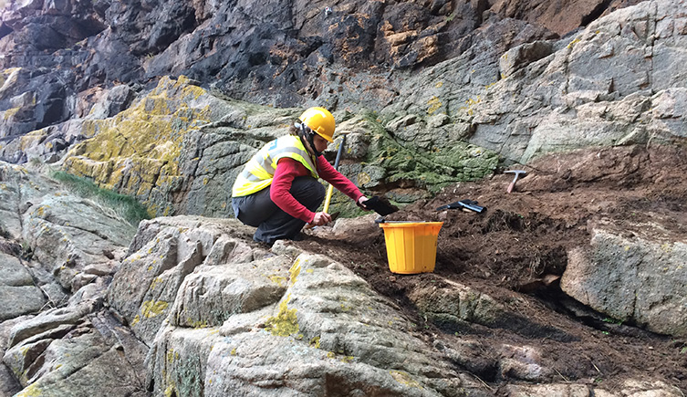 Woman excavating
