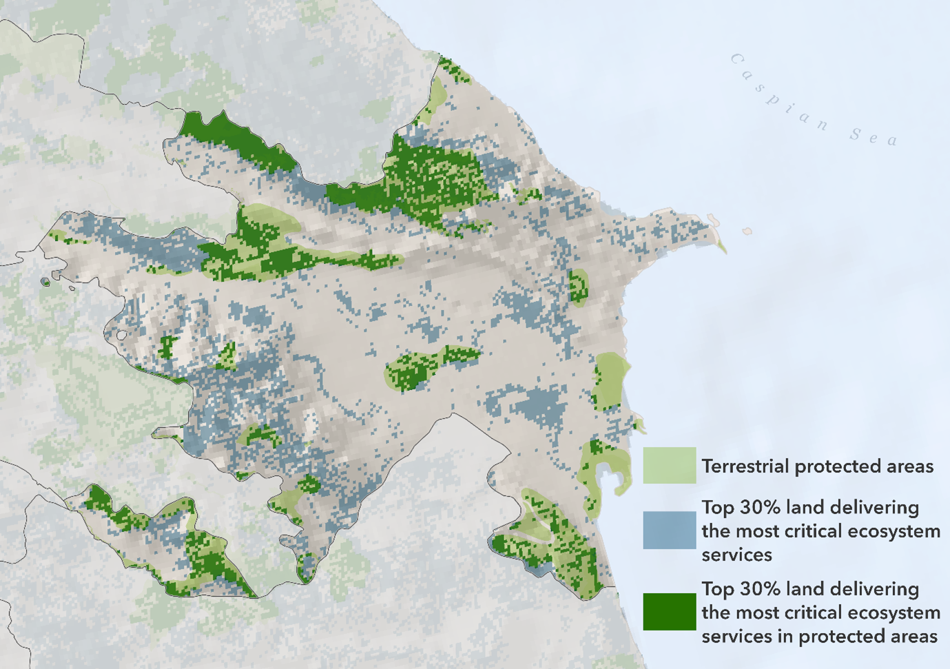 Heat map of Azerbaijan showing biodiversity intactness