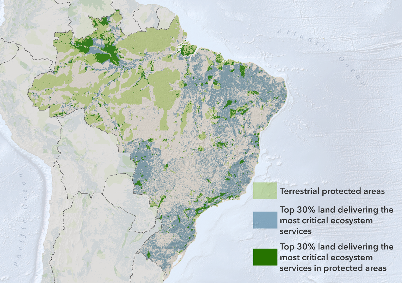 Heat map of Brazil showing biodiversity intactness