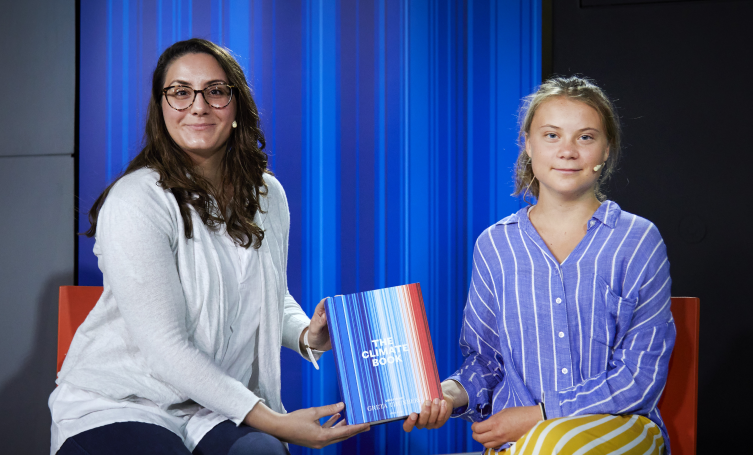 The Museum’s biodiversity researcher Dr Adriana De Palma and Greta Thunberg. Image credit: Trustees of the Natural History Museum