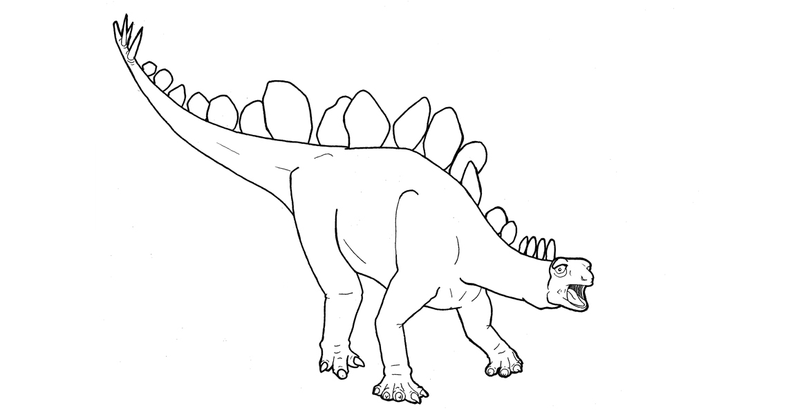 Illustration of a simple Stegosaurus by Oli Mason