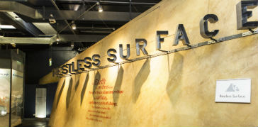 A photograph of a display in the Restless Surface gallery