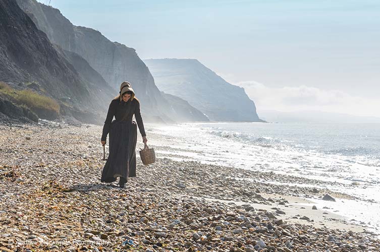 MADH - Katharine Hamilton (walking with basket) on Charmouth beach 01_09_16-18 edit