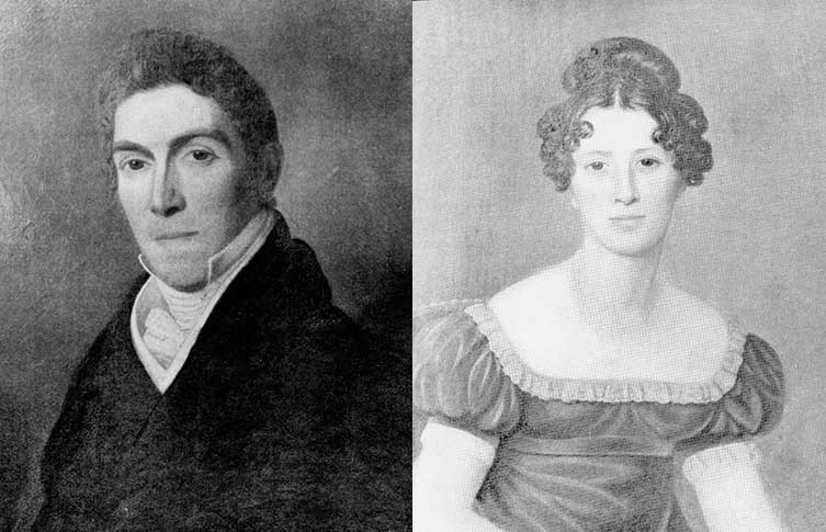 (Left to right) Side by side black and white portraits of Gideon Mantell and Mary Ann Mantell