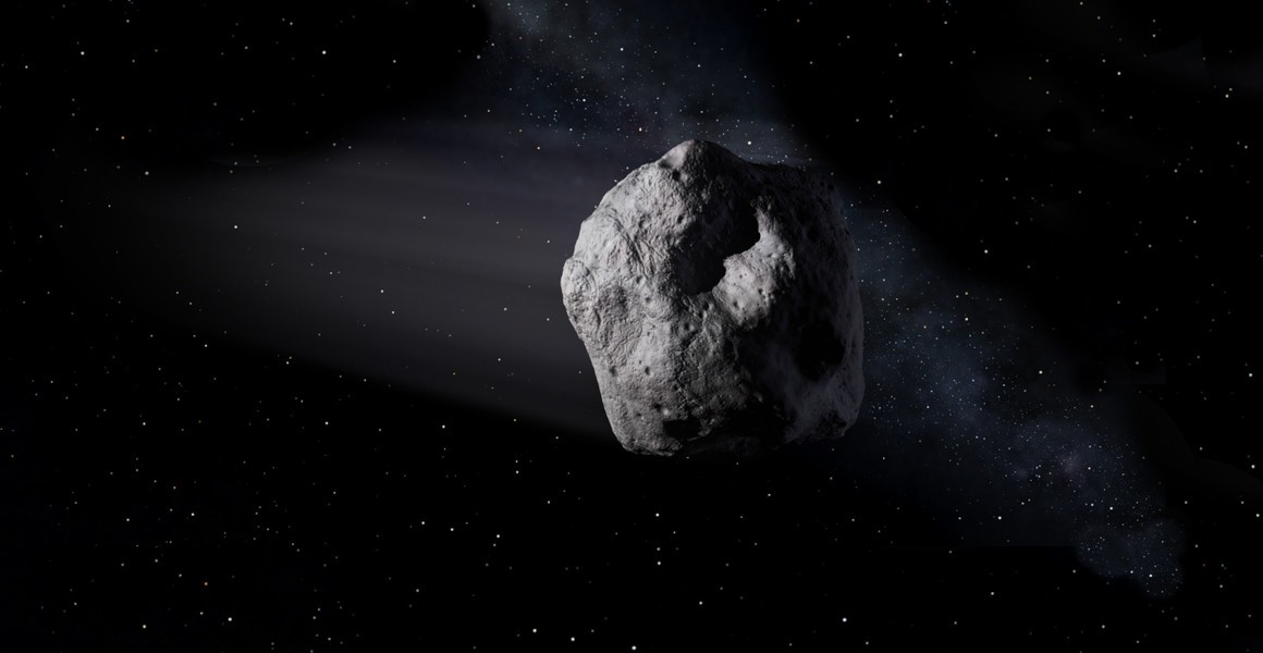An artist's impression of an asteroid in space