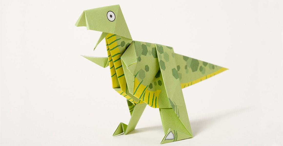 Completed origami T. rex 